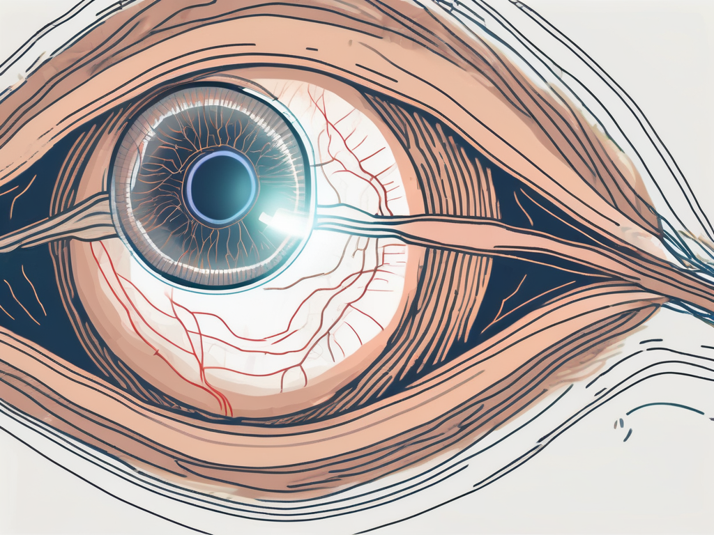 An eyeball with the abducens nerve highlighted