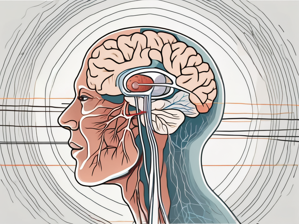 The human brain highlighting the abducens nerve