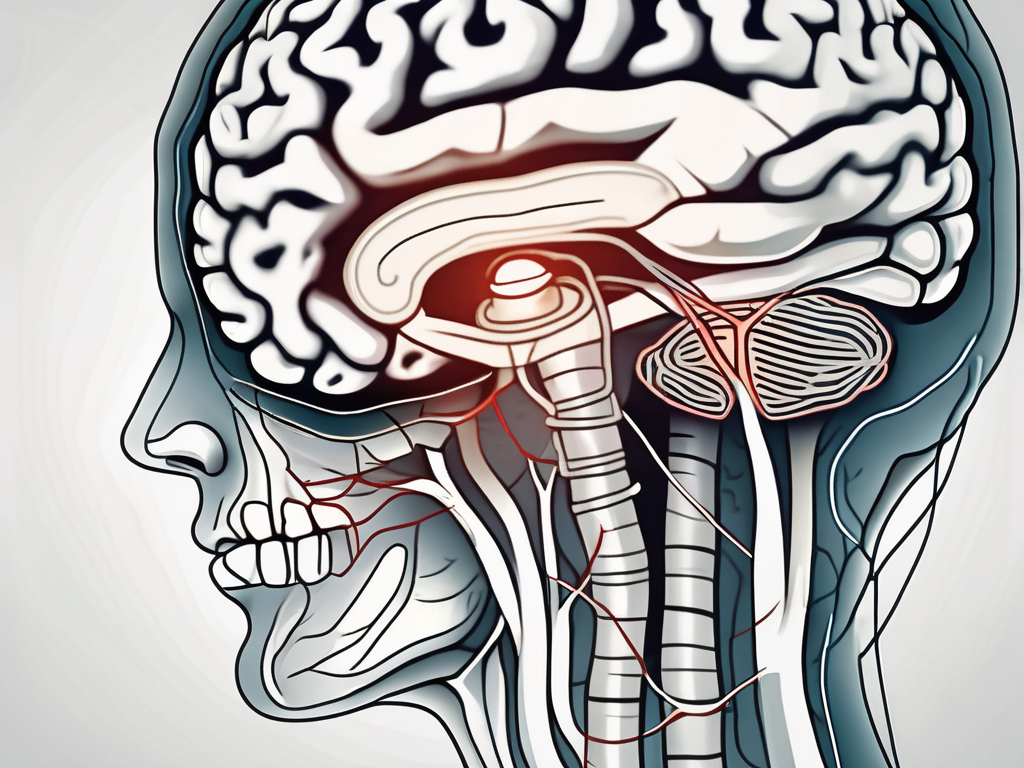 The human brain with the abducens nerve highlighted