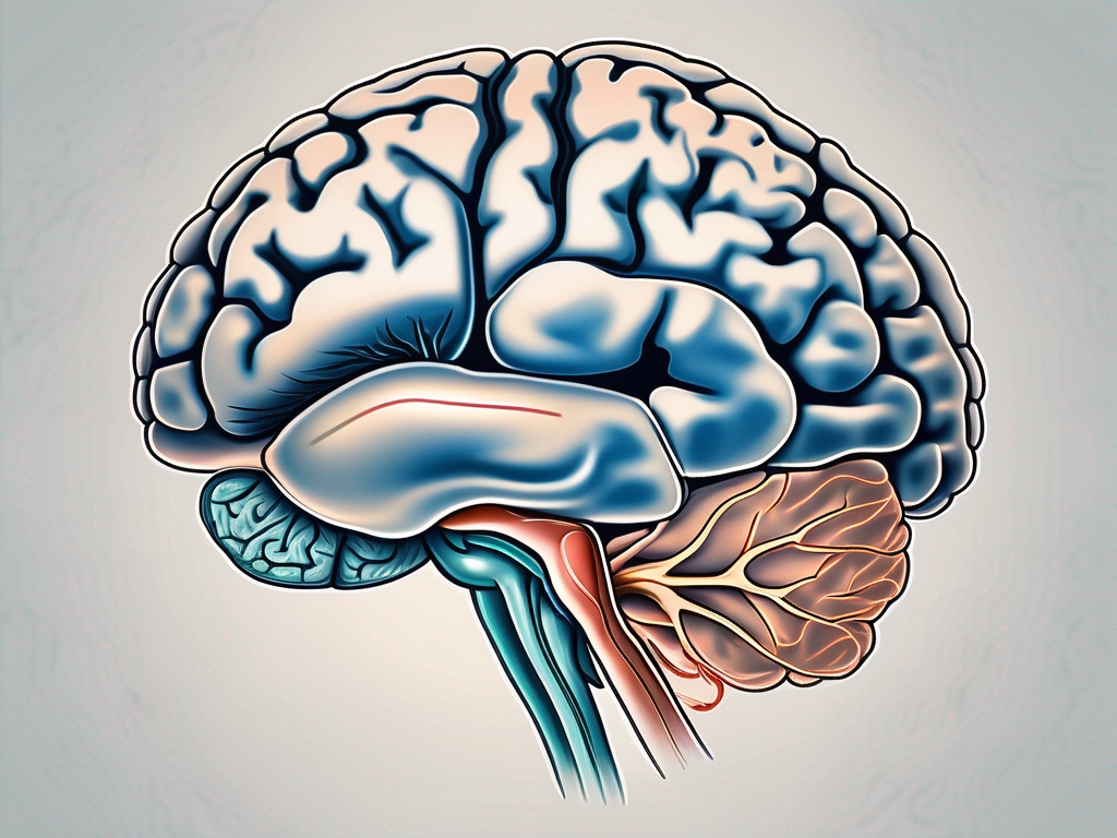 The human brain with the abducens nerve highlighted