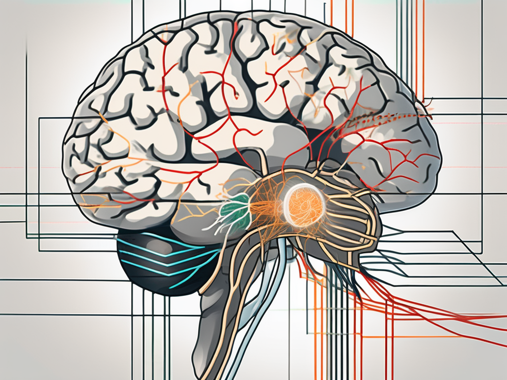 The human brain with highlighted areas representing the oculomotor