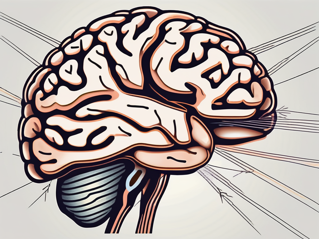 The human brain highlighting the abducens nerve