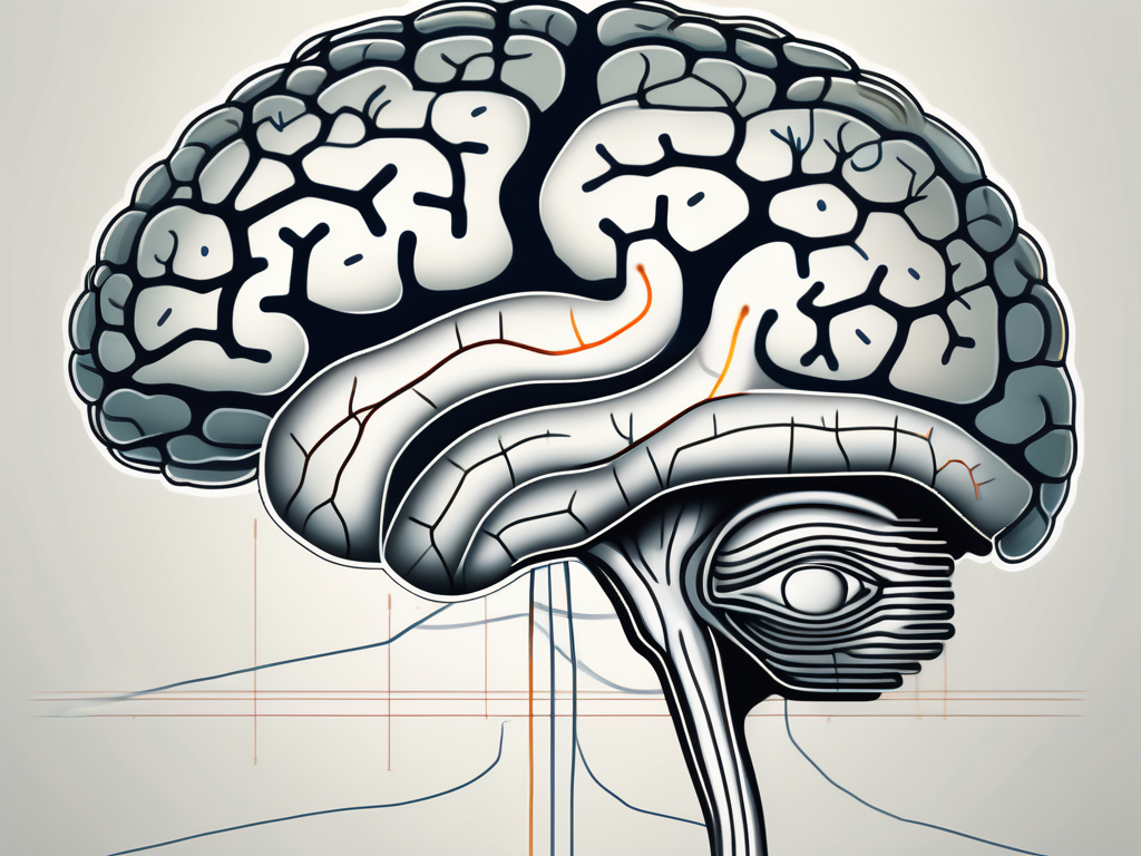 The human brain highlighting the pons area