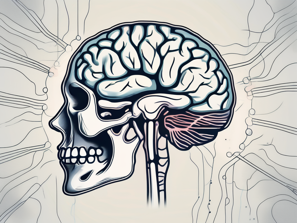 A human brain and skull