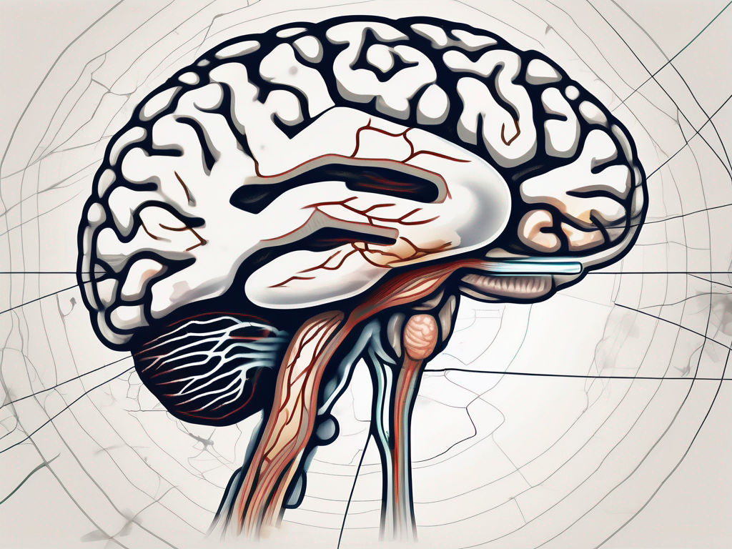 A human brain with the abducens nerve highlighted