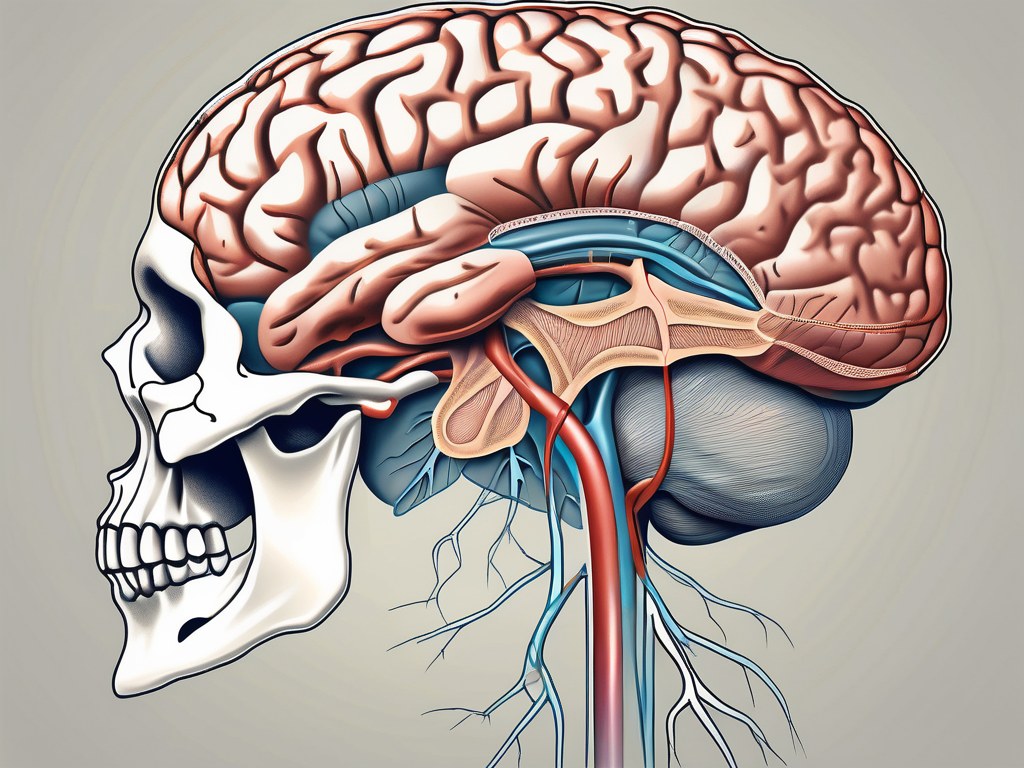 A detailed human brain and skull