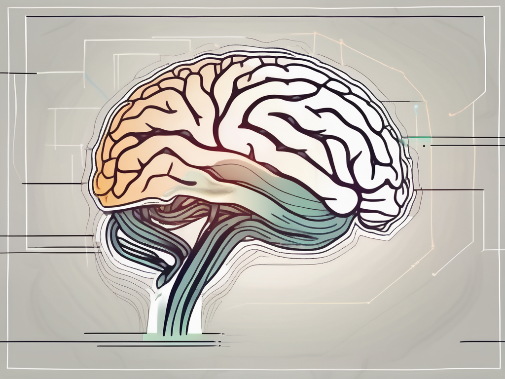 The human brain highlighting the path of the abducens nerve