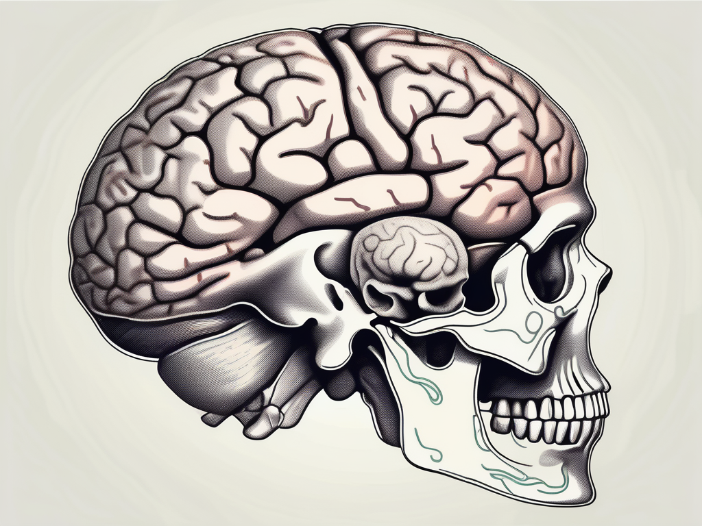 A detailed human brain and skull