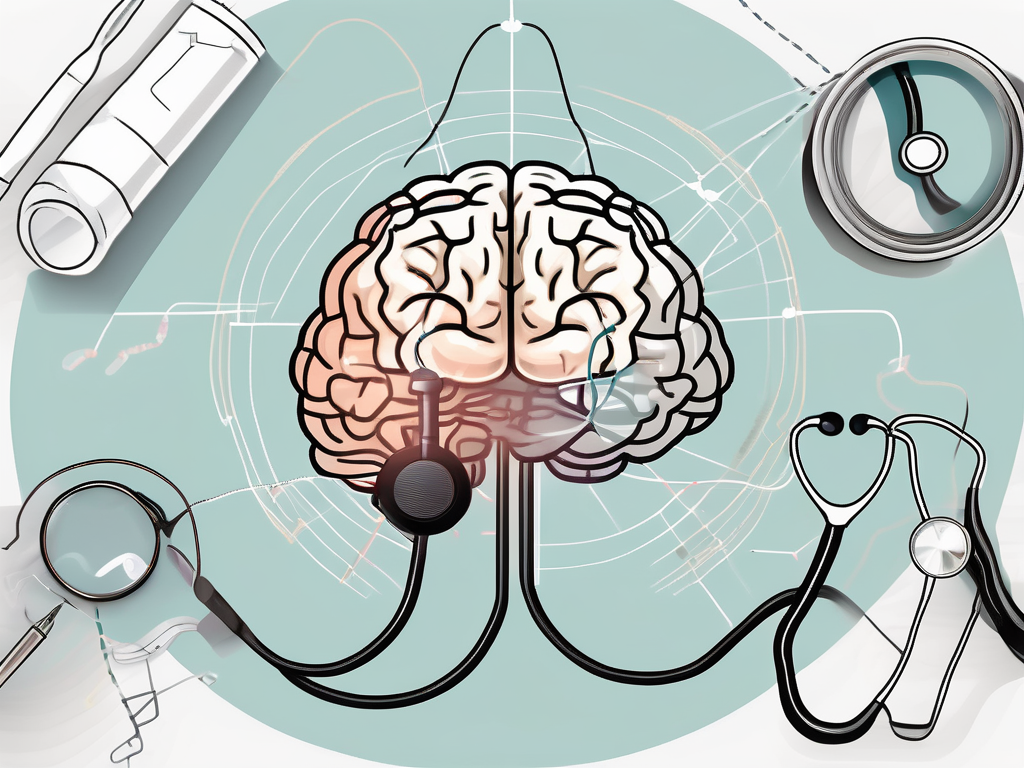 The human brain with a highlighted area showing the location of the abducens nerve