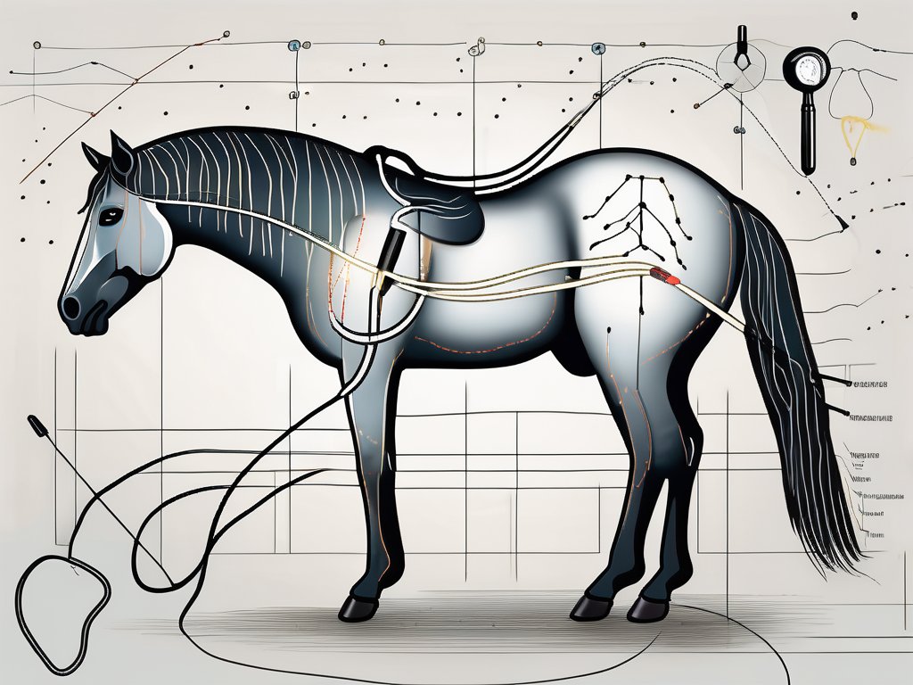 A horse with dotted lines indicating the path of the abducens nerve in its head