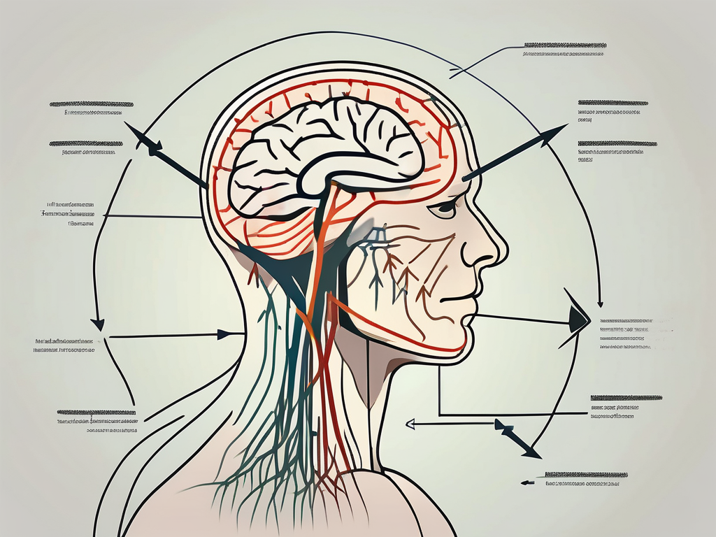 The human brain highlighting the abducens nerve