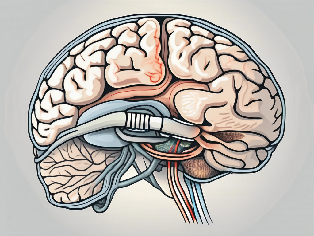 The human brain with the abducens nerve highlighted